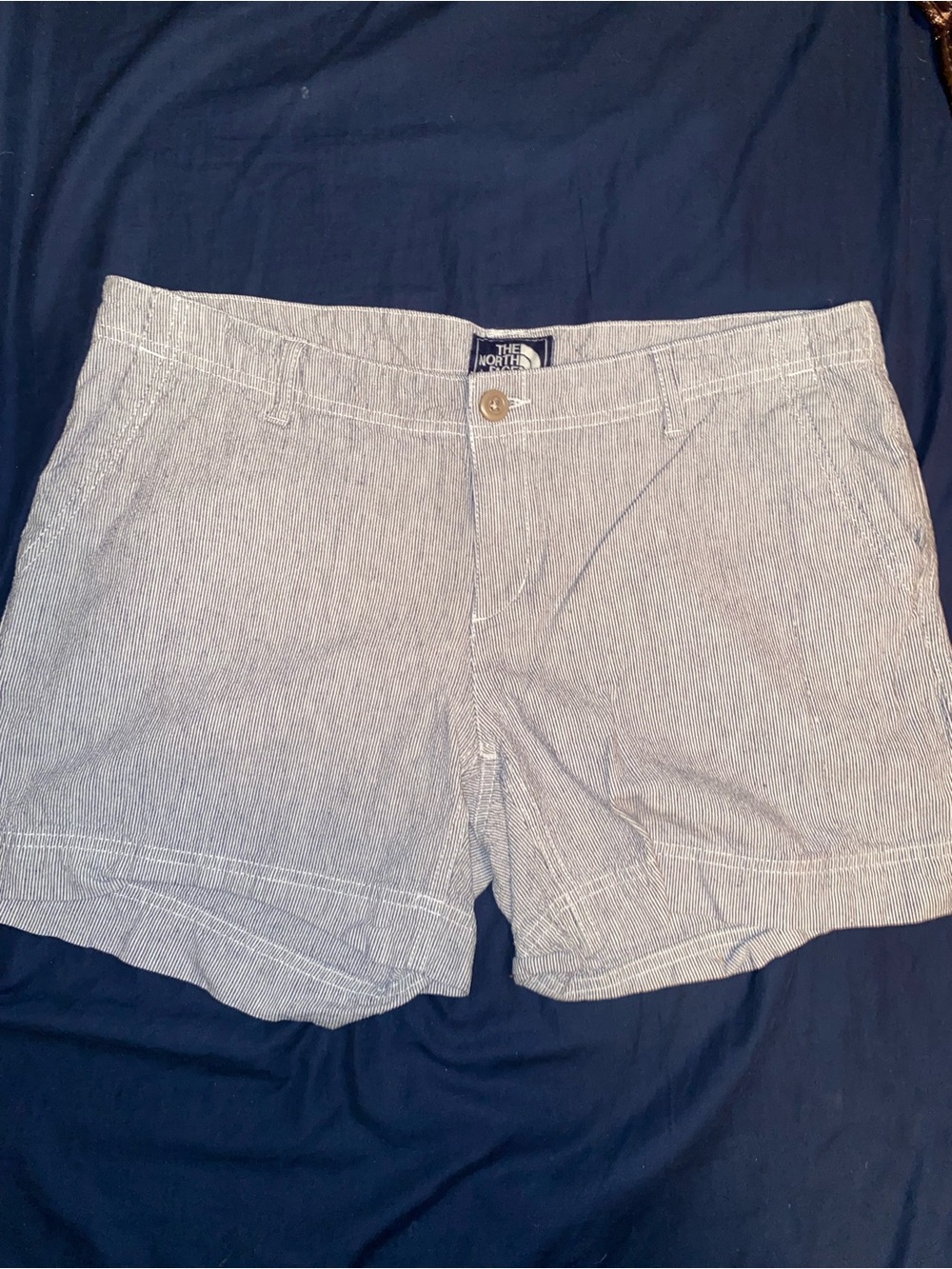 The North Face womens Light Blueand white stripped Shorts